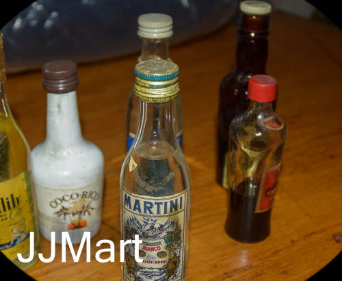 Vintage  Miniature Oil and Alcohol Bottles x 6 - Lot 2