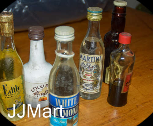 Vintage  Miniature Oil and Alcohol Bottles x 6 - Lot 2