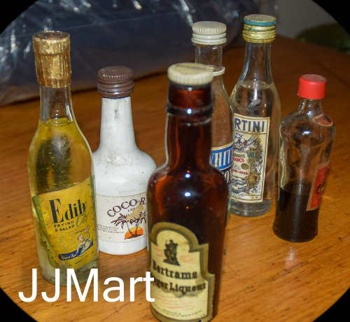 Vintage  Miniature Oil and Alcohol Bottles x 6 - Lot 2