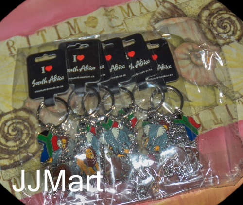 6 x Metal South Africa`s Big 5 Keyrings