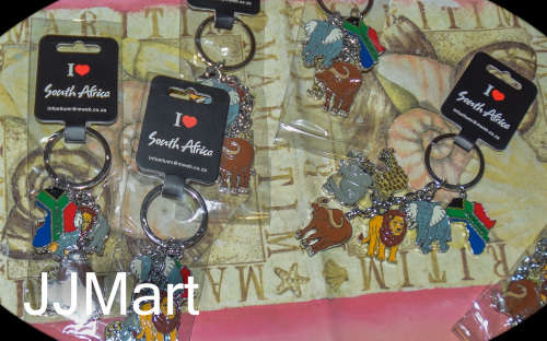 6 x Metal South Africa`s Big 5 Keyrings