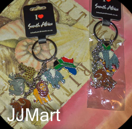 6 x Metal South Africa`s Big 5 Keyrings