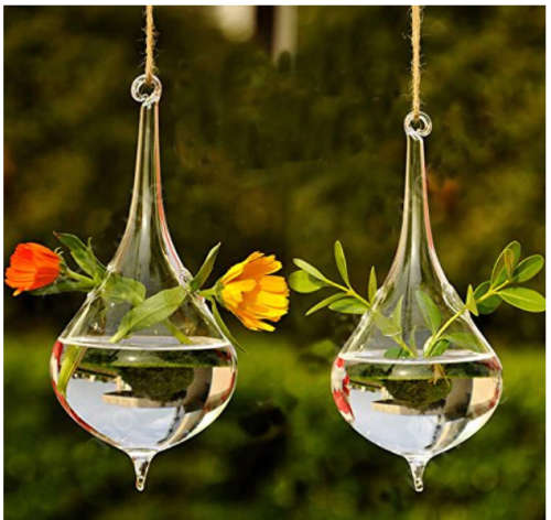 Teardrop Shaped Hanging Glass Planters ( 6 available)