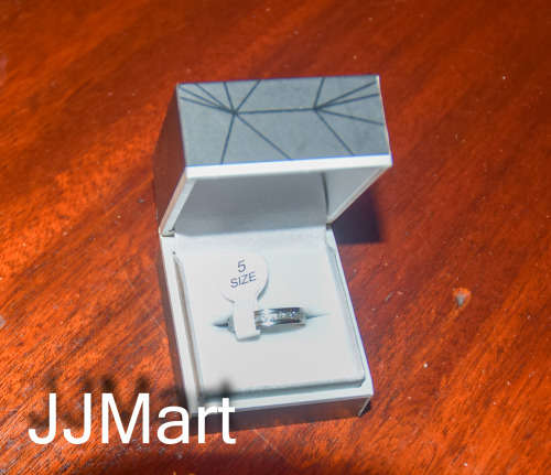 Costume Jewellery : Silver Ring with stones  - Size 5