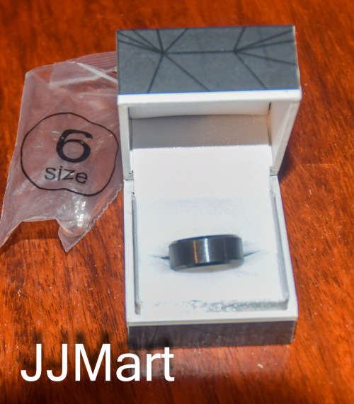 Costume Jewellery: Metal Black Ring  - Size 6