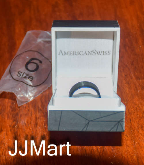 Costume Jewellery: Metal Black Ring  - Size 6