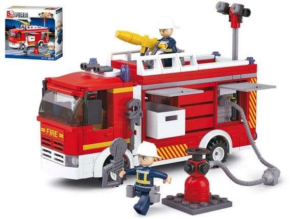 Sluban Water Cannon Fire Engine Truck Bricks Blocks Construction - 343 Pieces (Box slightly damaged)