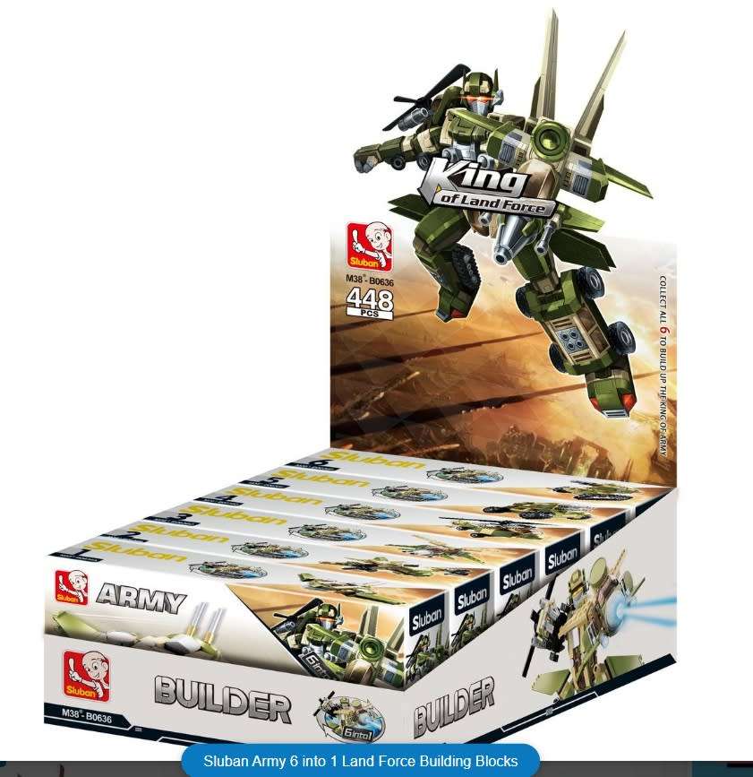 Sluban Army 6 into 1 Land Force Building Blocks - 448 Piece (box damaged)
