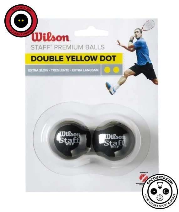 WILSON STAFF DOUBLE YELLOW DOT SQUASH BALL (2 PACK)