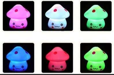 Cute Mushroom Colour-changing Night Light for Kids (Batteries included) ( 2 available)