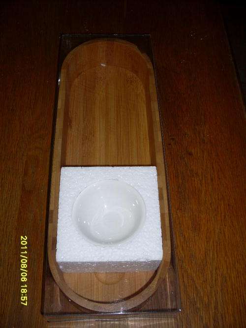 Bamboo Tray with Ceramic Dip Bowl