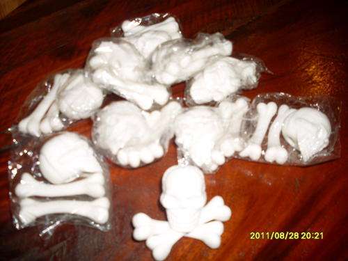 Job lot skull and bones erasers