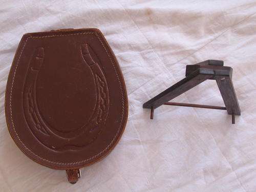 OLD LEATHER PAINTING BOX WITH EASEL