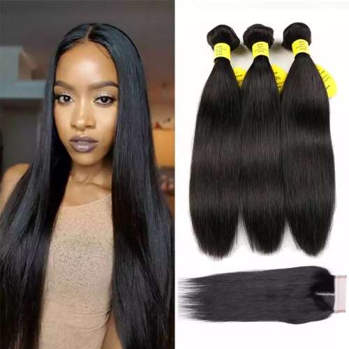 16 inch Brazilians Hair 3 Bundles With Free Closure (size upgradable)