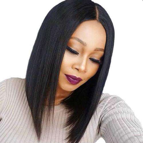 10'' (Grade 10A)150 density Brazilian Virgin Straight Bob Wig Black
