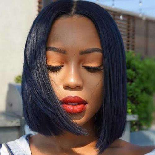 10'' (Grade 10A)150 density Brazilian Virgin Straight Bob Wig Black