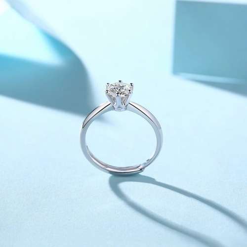 *R7500*Luxury Moissanite Diamond ,18k White Gold Plated 925 Sterling Silver Ring 5mm, Adjustable
