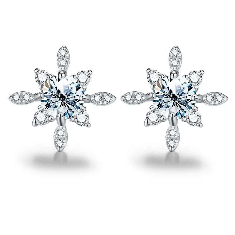 *R7500*Luxury Moissanite Diamond , 18K White Gold plated, 925 Sterling Silver Earring 5mm,