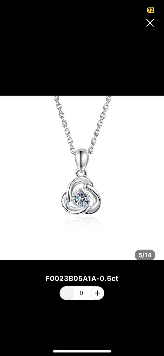 *R7500* Luxury Moissanite Diamond, 18K White Gold Plated, 925 Sterling Silver Necklace