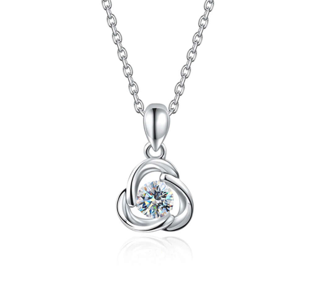 *R7500* Luxury Moissanite Diamond, 18K White Gold Plated, 925 Sterling Silver Necklace