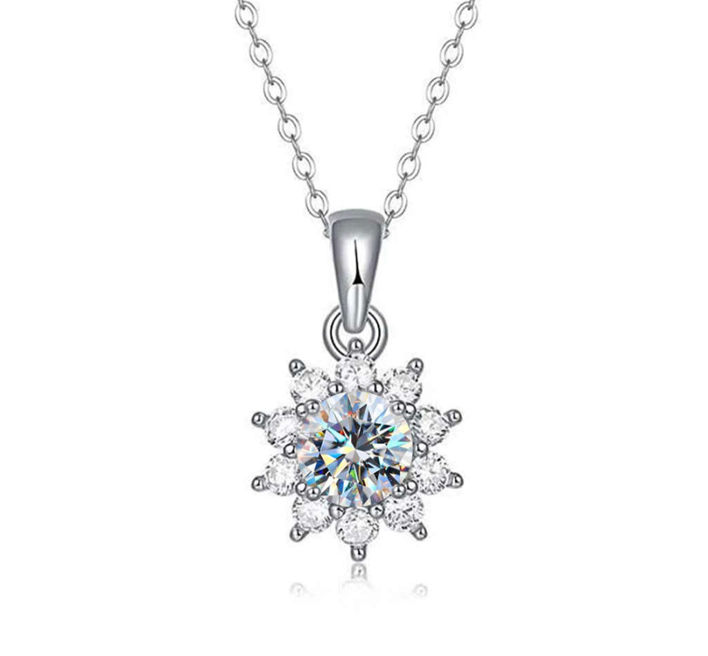 *R7500* Luxury Moissanite Diamond, 18K White Gold Plated, 925 Sterling Silver Necklace