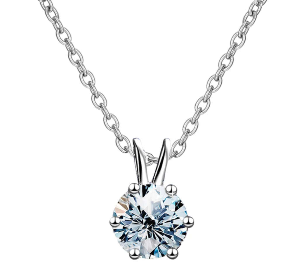 *R7500* Luxury Moissanite Diamond, 18K White Gold Plated, 925 Sterling Silver Necklace
