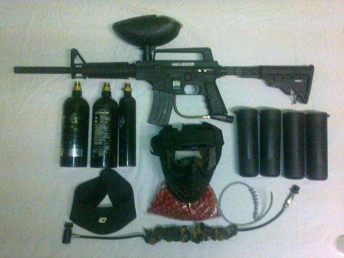 Bravo one Paintball Gun Kit- 16" JJ performance barrel, Remote Coil, POD's, Mask,CO2 Canisters