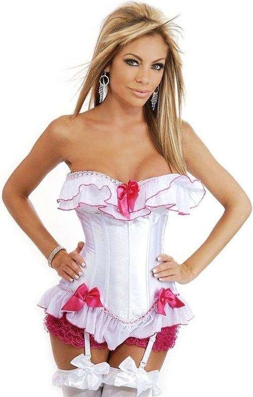 white bows lace up corset