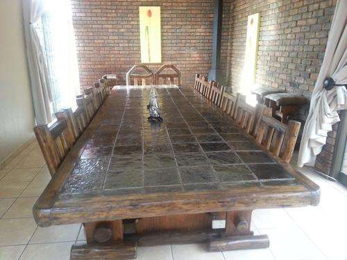 Large Sleeper Wood dining room table and chairs