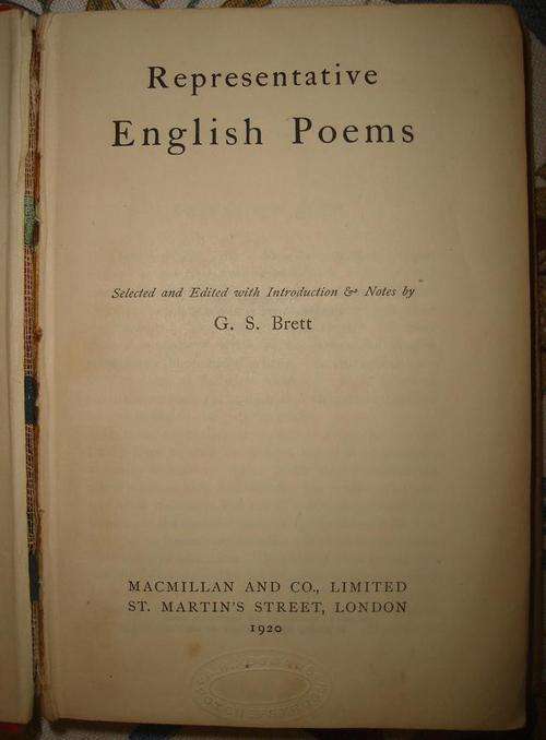 REPRESENTATIVE ENGLISH POEMS 1920
