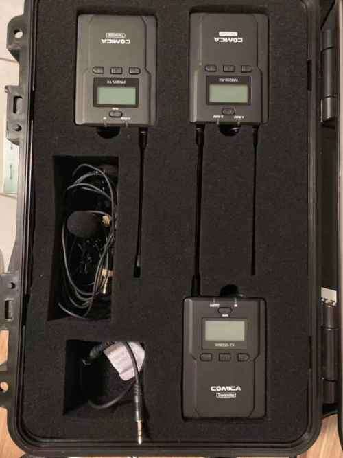 Comica 96-Channel Full Metal UHF Professional Wireless Dual Lavalier 1 Receiver  Microphone System