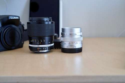 Panasonic Lumix GH4 Mirrorless Camera with 25mm/0.95 prime lense and a 36~72mm/3.5 zoom lense