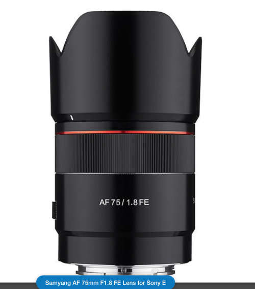 Full Frame Sony Lens Samyang AF 75mm F1.8 FE Lens for Sony E - 99.99% new