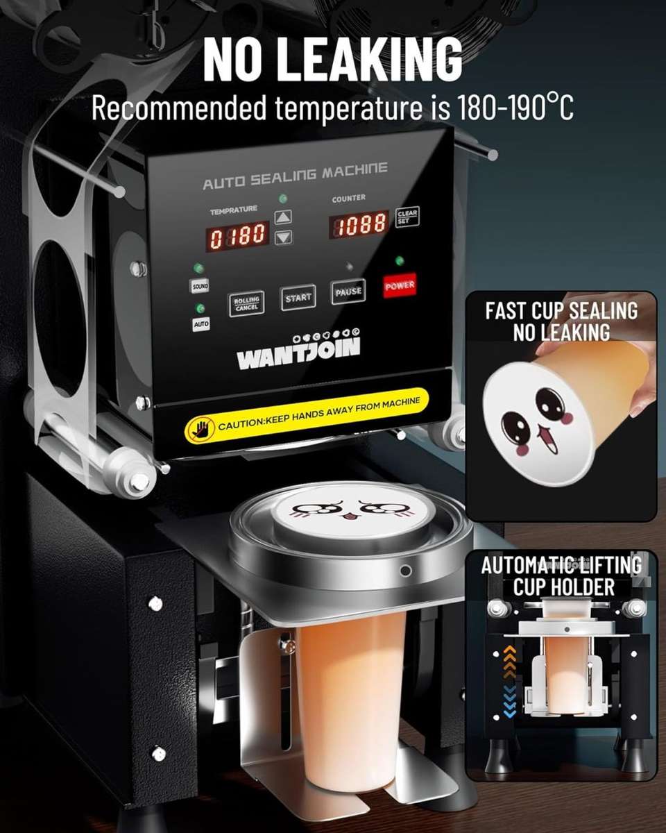 Full Automatic Cup Sealer Machine 90/95mm 500-900 C for Bubble Milk Tea and Coffee