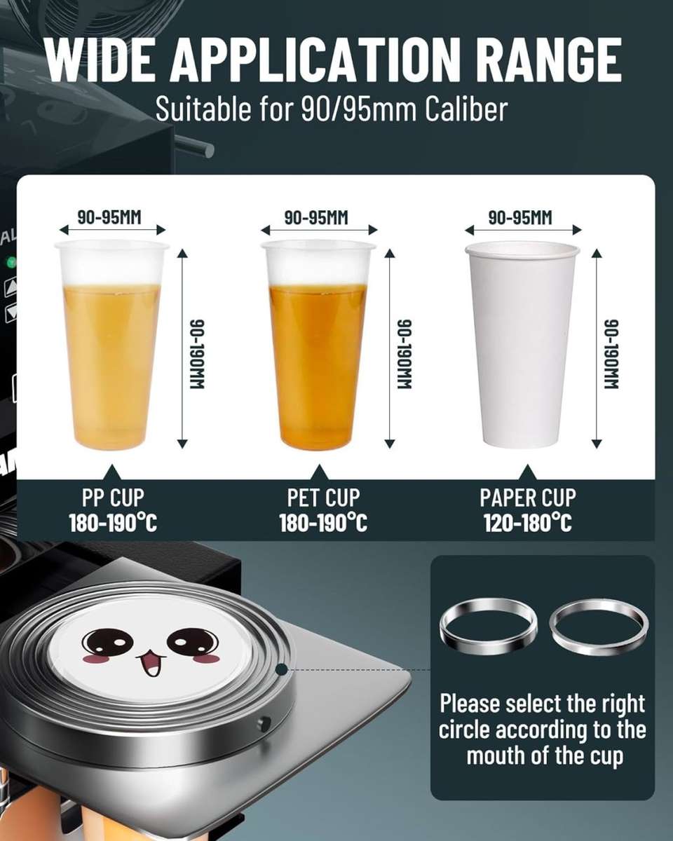 Full Automatic Cup Sealer Machine 90/95mm 500-900 C for Bubble Milk Tea and Coffee