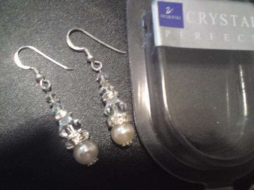 Swarovski crystal earings with real pearls and sterling silver hooks