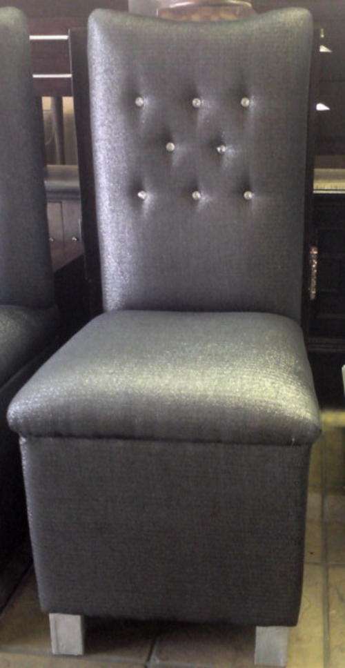 Crystal buttoned solid upholstered dining room chairs - new