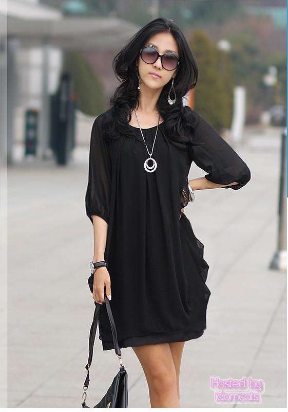 Black, Womens Cocktail Chiffon Mini Dress - New