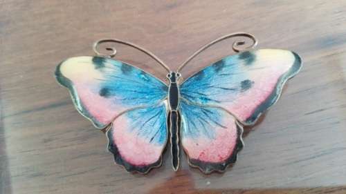 SILVER AND ENAMEL BUTTERFLY BROOCH!!!