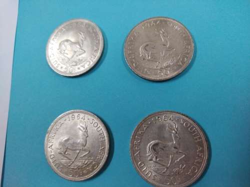 LOT #2 FOUR 1964 SOUTH AFRICAN 50 CENTS COINS
