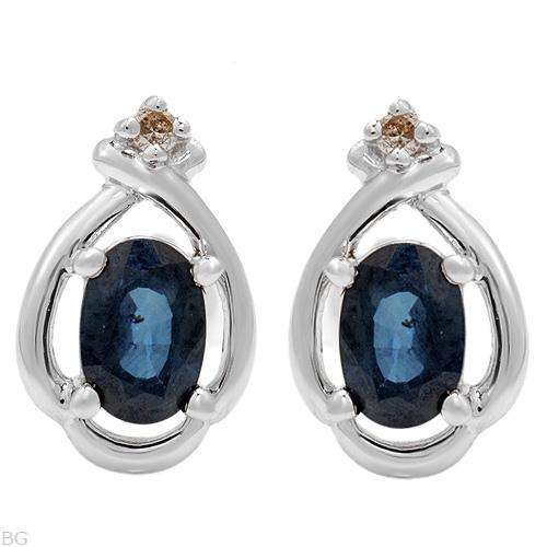 Exquisite Earrings, 1.05ctw , 14K Gold - Genuine Diamonds and Sapphires