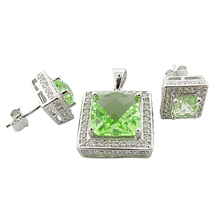 **R1475**Beautiful solid sterling silver Checkerboard Apple CZ Pendant and earrings.