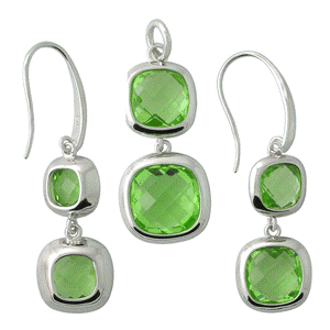 **R1475**Beautiful solid sterling silver Checkerboard GENUINE WHITE AGATE Pendant and earrings.
