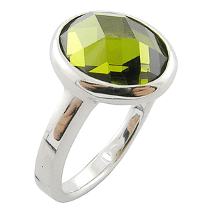 Size 7 - Stunning SOLID Sterling Silver Olivine Cubic Zirconia Unique Designer Inspired