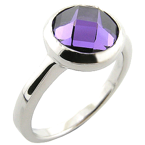 Size 7 - Stunning SOLID Sterling Silver Genuine Amethyst - Unique Designer Inspired