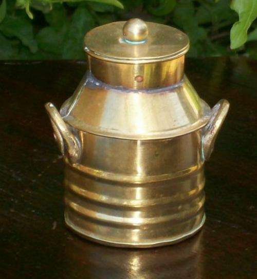 SMALL ORNAMENTAL BRASS MILK CAN