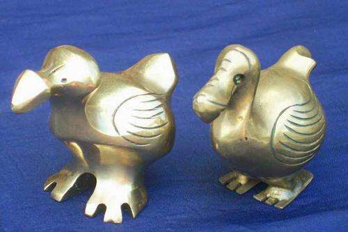 PAIR OF BRASS DODOS