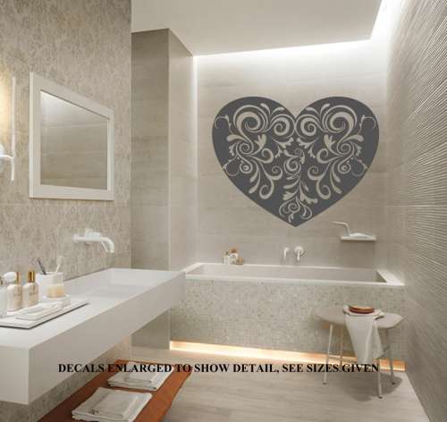 Free/Low Shipping - Antique Heart Silhouette Large Wall Decal Sticker