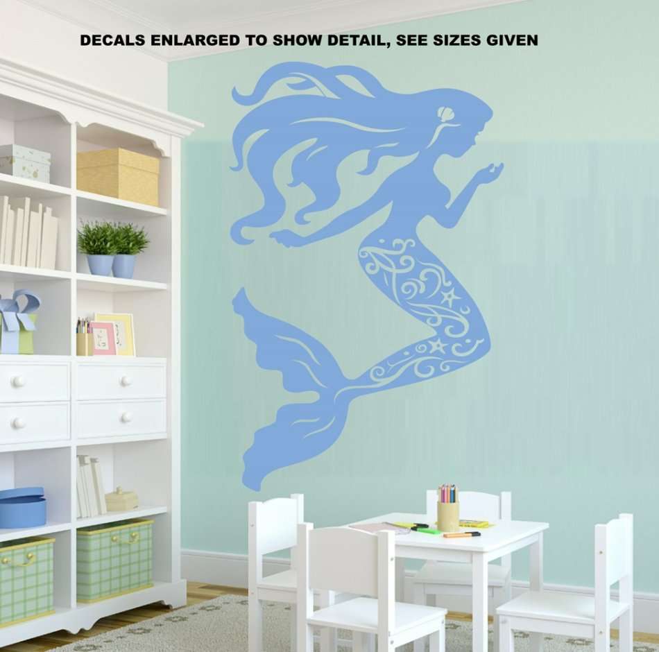 Free/Low Shipping - Mermaid Bedroom Silhouette Large wall decal sticker