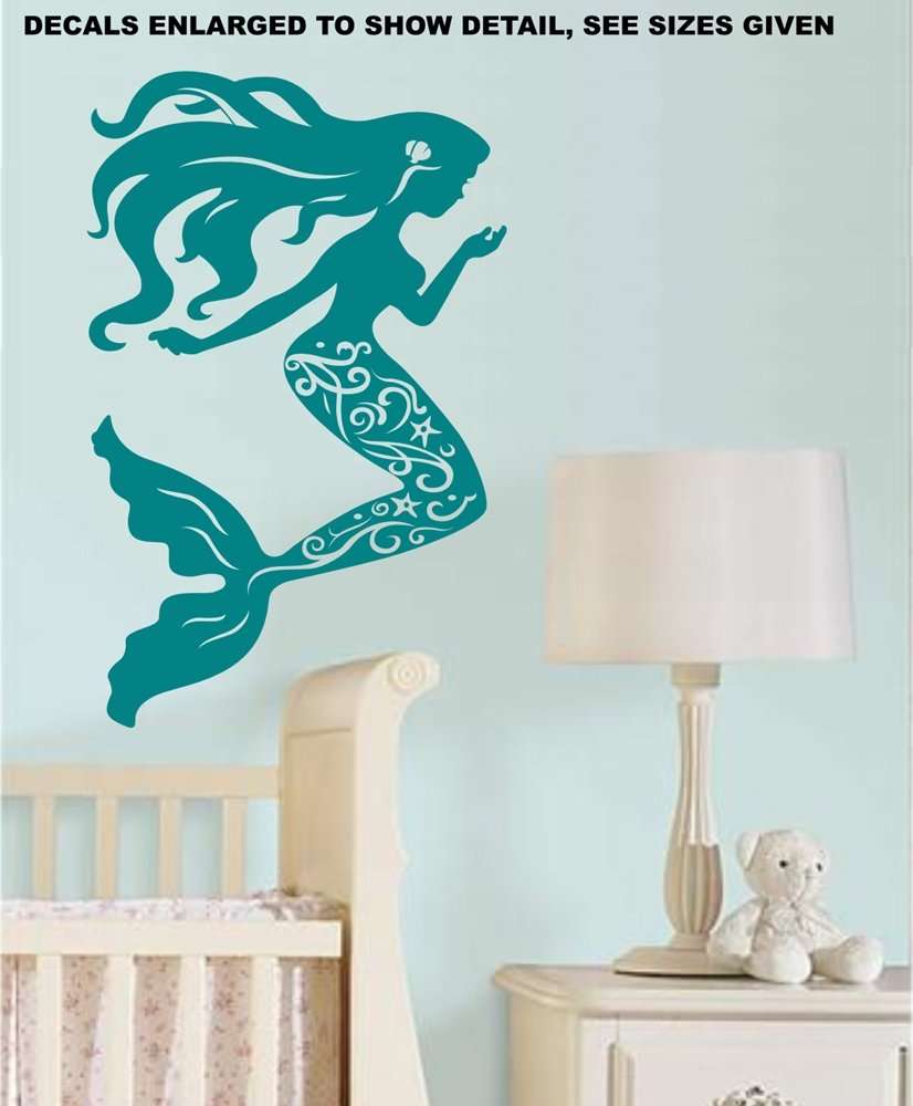 Free/Low Shipping - Mermaid Bedroom Silhouette Large wall decal sticker